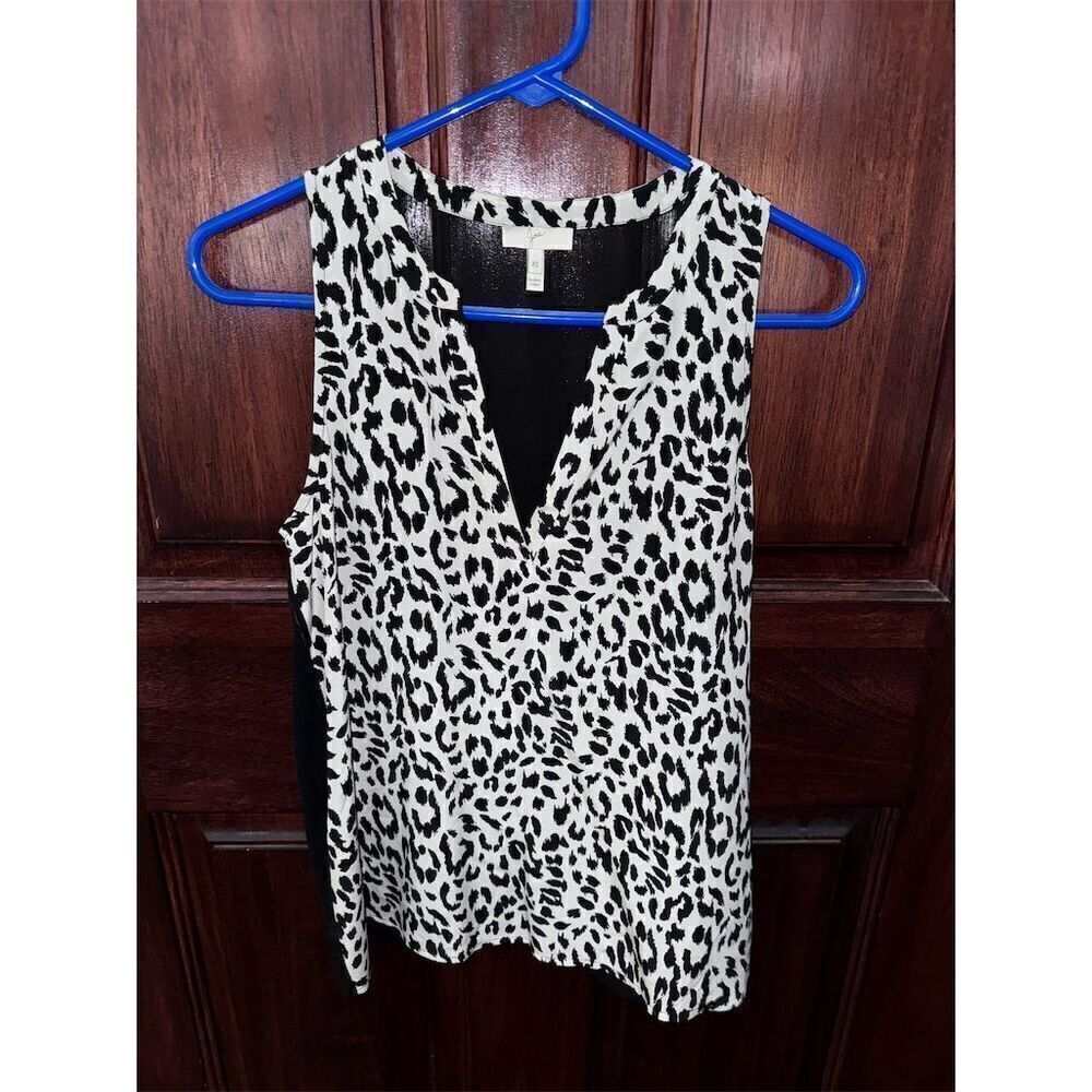 Joie Women's XS Animal Print Tunic Top V-Neck Sleeveless Blouse NWOT